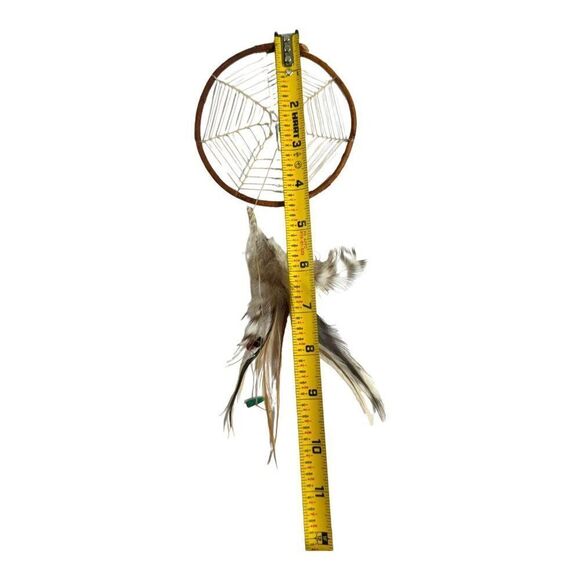 Handcrafted Dreamcatcher Feathers & Turquoise Bead 10” Hoop Southwest - Picture 5 of 7